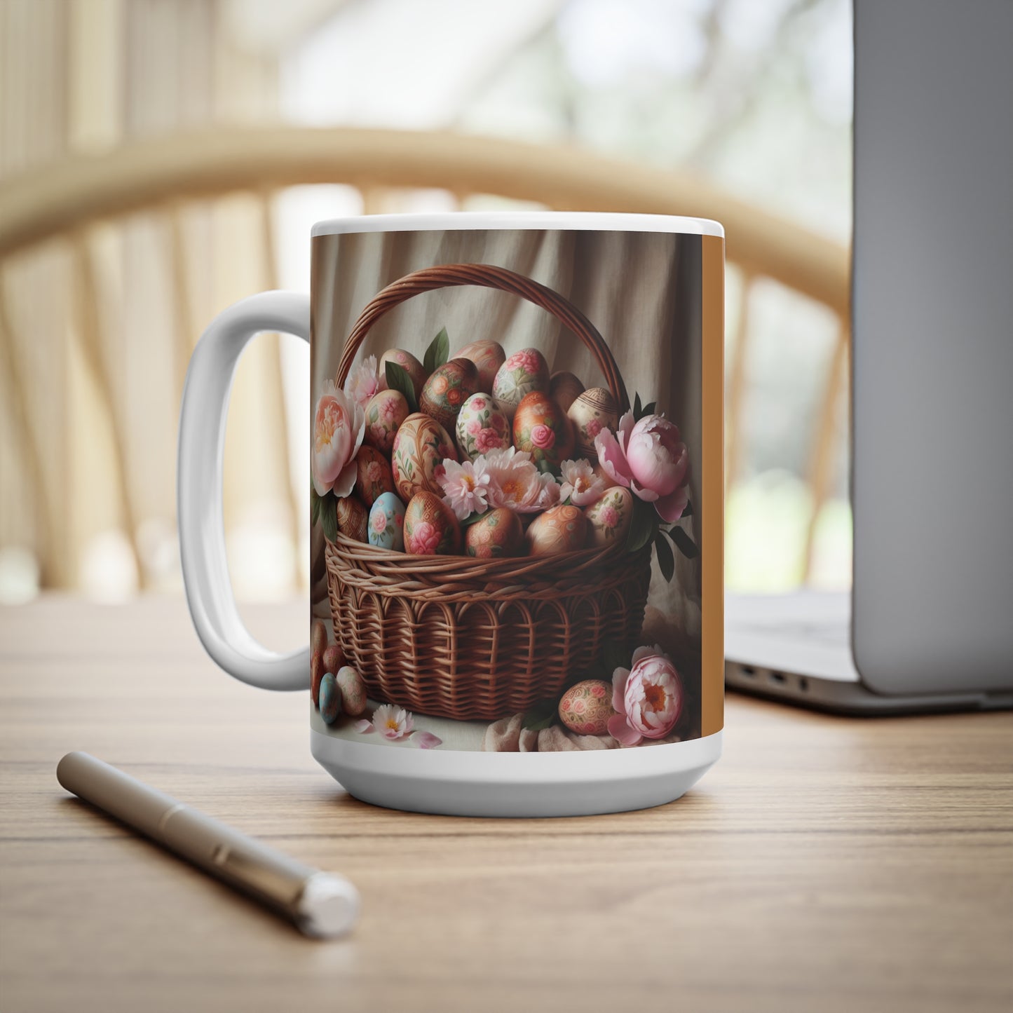 Ostereikorb mit Blumenmuster, Keramik-Kaffeetasse – 11 oz und 15 oz