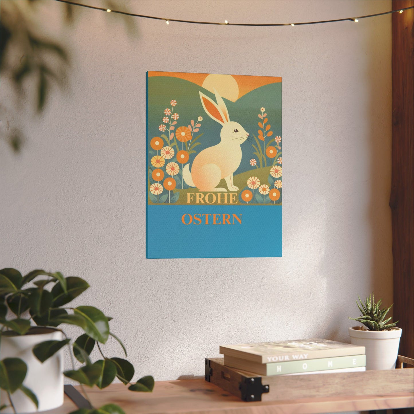 Skurriler Oster-Giclée-Druck auf Leinwand – „Frohe Ostern“, dekorative Wandkunst